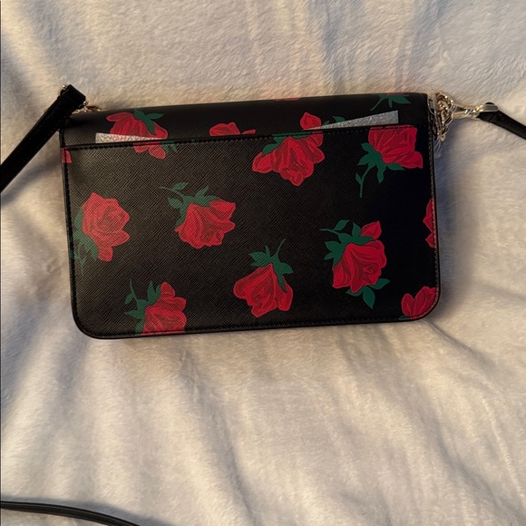 Kate Spade crossbody purse with rose pattern throughout. - Picture 2 of 6